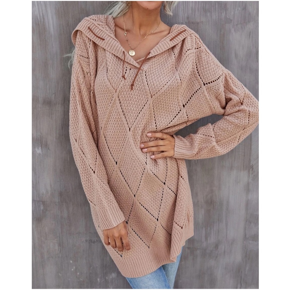 Cozy Long Hoodie Sweater Top - Picture 3 of 5